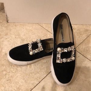 Jeweled slip on sneakers